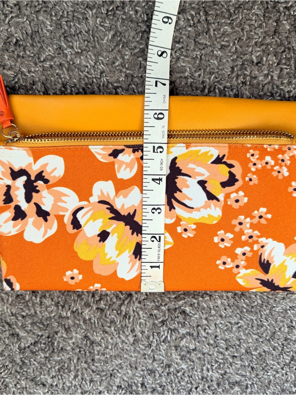 Orange and Mustard Yellow Floral Foldover Clutch - Picture 12 of 12